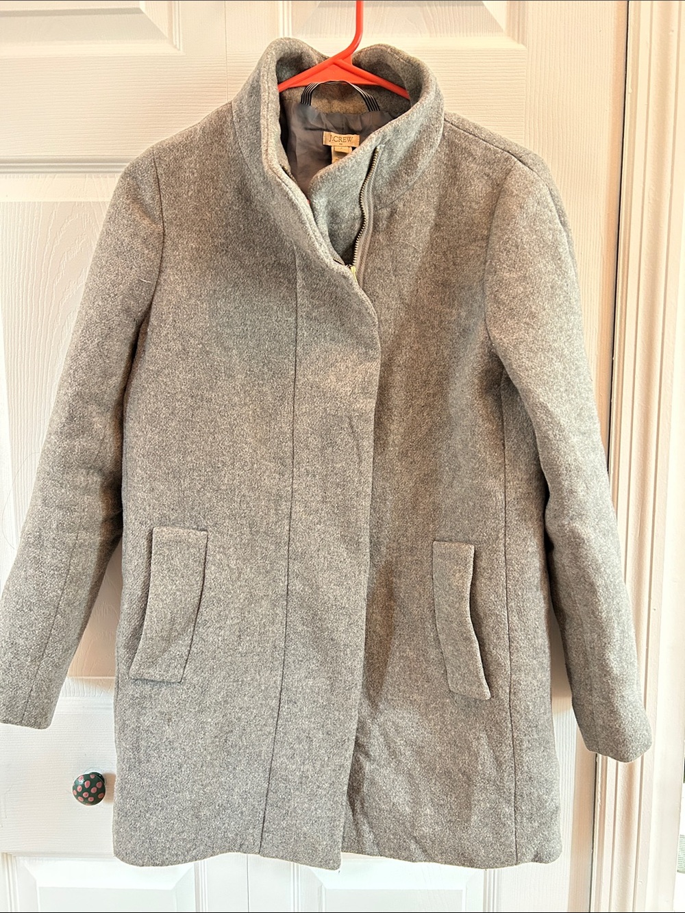 J. Crew Light Gray Mercantile Wool-Blend Pea Coat petite 4 (4P) with zipper
